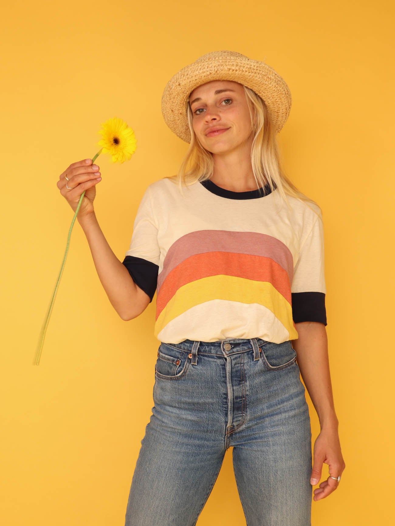 OVER THE RAINBOW TEE - NAVY RETRO STRIPE